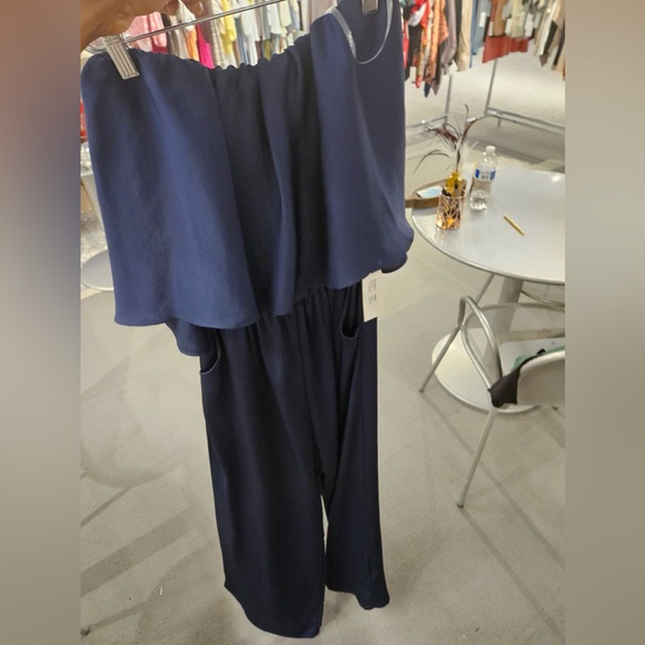 Tyche washed poly silk cascade strapless jumpsuit - Picture 3 of 6